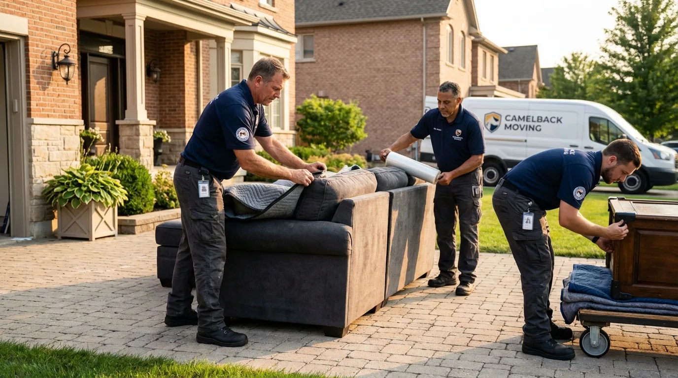 Large estate moving crew wrapping furniture in Apison, TN